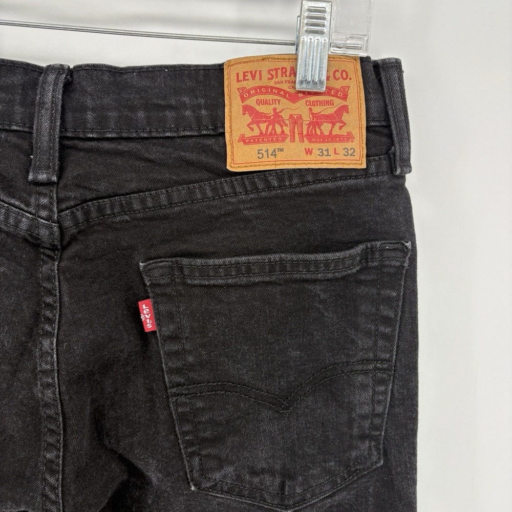 Levi's 514 Jeans Mens (31x30) Black Dark Wash Straight Denim Stretch 5 Pocket - Picture 9 of 10